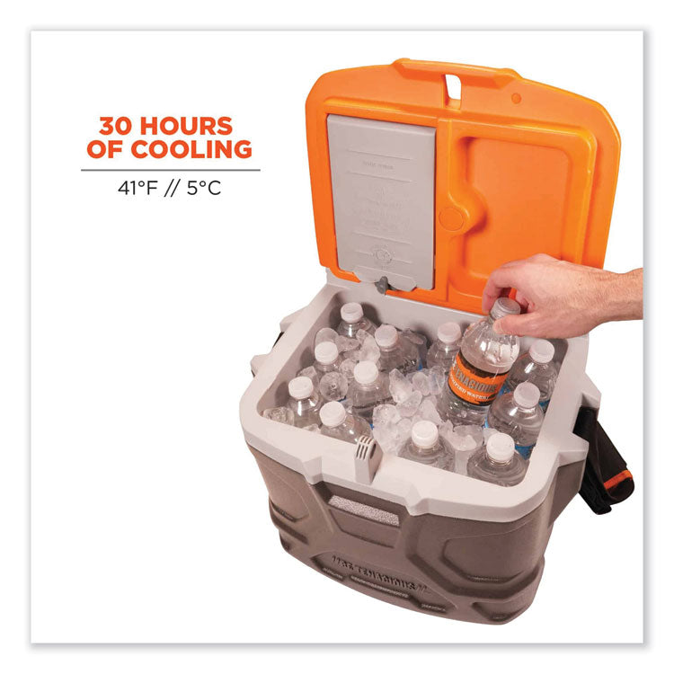 Chill-Its 5170 17-Quart Industrial Hard Sided Cooler, Orange/Gray, 30/Pallet