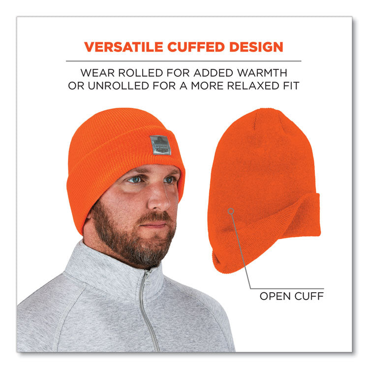 N-Ferno 6806 Cuffed Rib Knit Winter Hat, Acrylic, One Size Fits Most, Orange