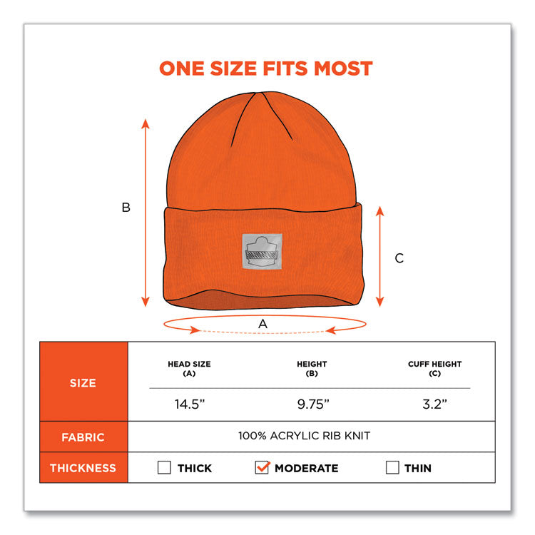 N-Ferno 6806 Cuffed Rib Knit Winter Hat, Acrylic, One Size Fits Most, Orange
