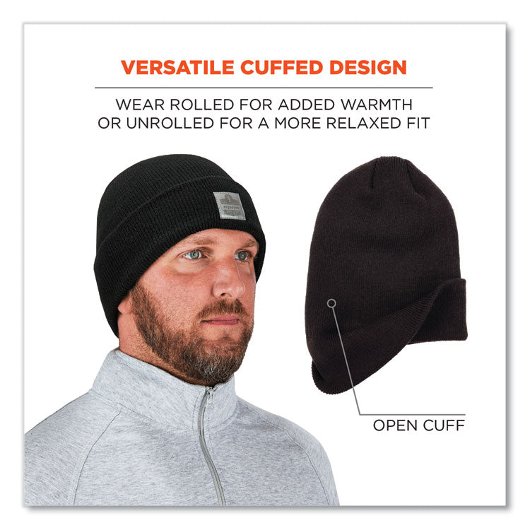 N-Ferno 6806 Cuffed Rib Knit Winter Hat, Acrylic, One Size Fits Most, Black