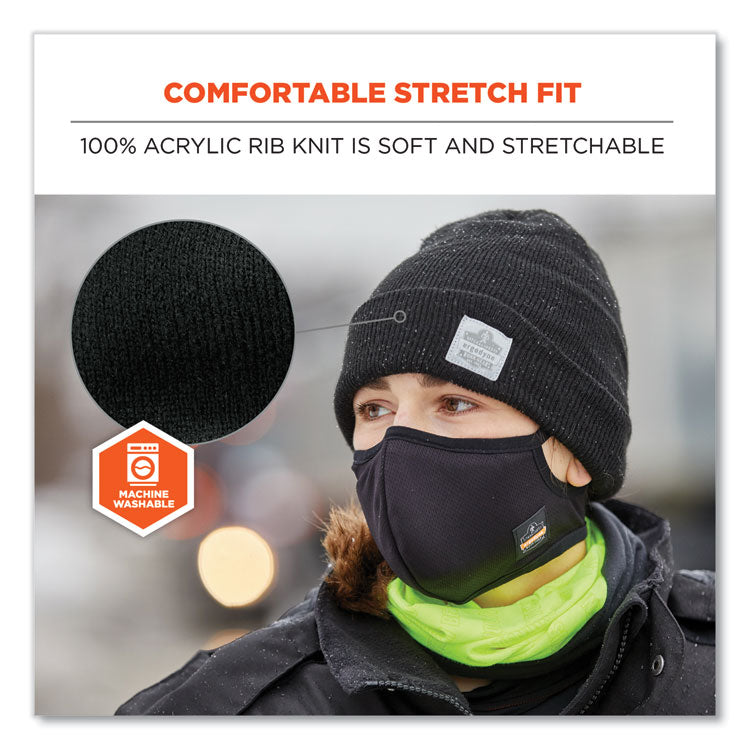 N-Ferno 6806 Cuffed Rib Knit Winter Hat, Acrylic, One Size Fits Most, Black