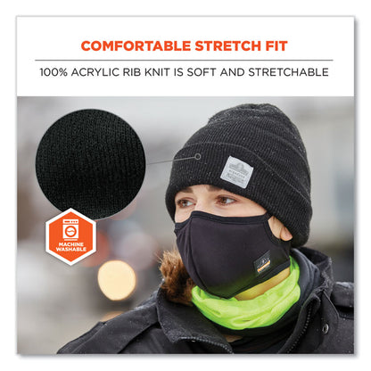 N-Ferno 6806 Cuffed Rib Knit Winter Hat, Acrylic, One Size Fits Most, Black