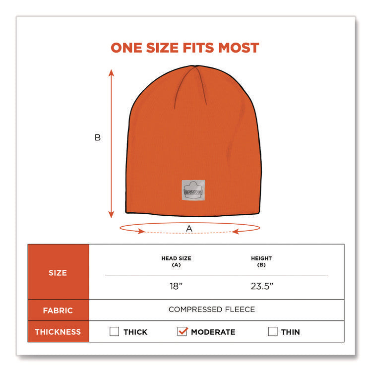 N-Ferno 6812 Rib Knit Beanie, Acrylic, One Size Fits Most, Orange