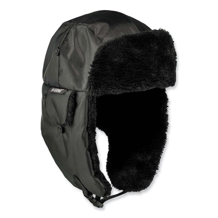 N-Ferno 6802Z Zippered Trapper Hat, 3M Thinsulate/Nylon, Small/Medium, Black