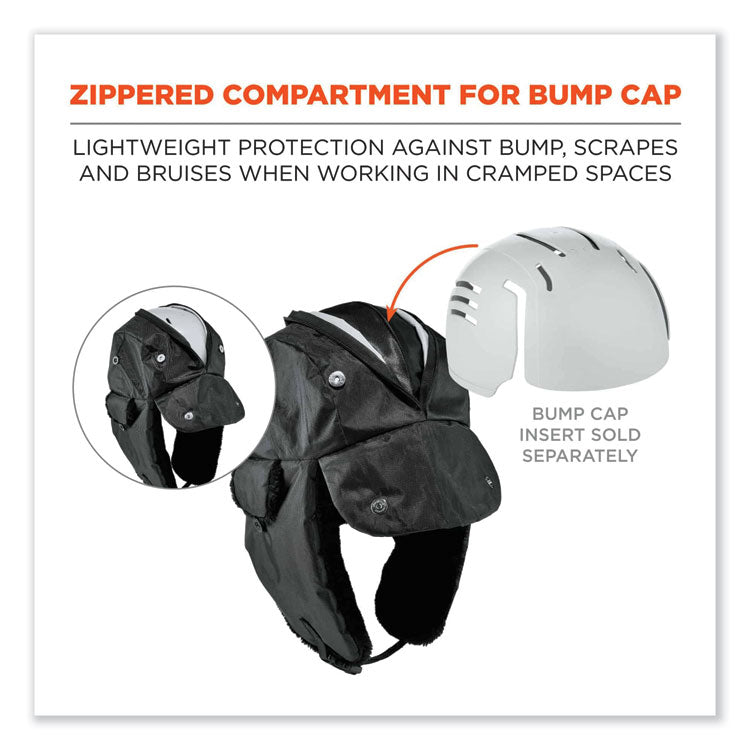 N-Ferno 6802Z Zippered Trapper Hat, 3M Thinsulate/Nylon, Small/Medium, Black