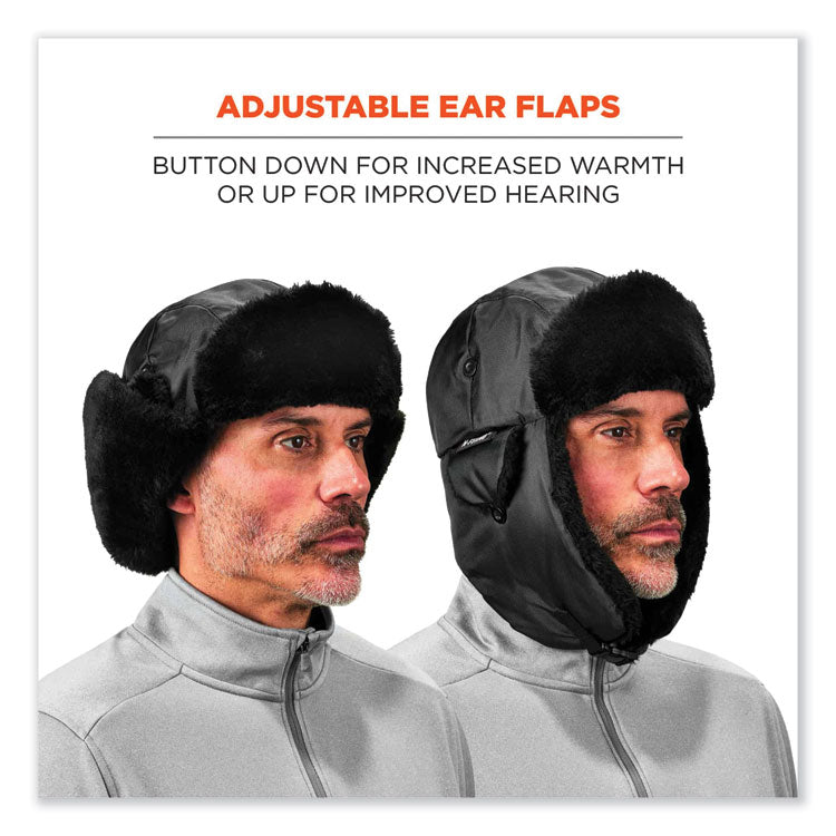 N-Ferno 6802Z Zippered Trapper Hat, 3M Thinsulate/Nylon, Small/Medium, Black