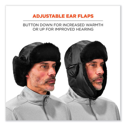 N-Ferno 6802Z Zippered Trapper Hat, 3M Thinsulate/Nylon, Small/Medium, Black