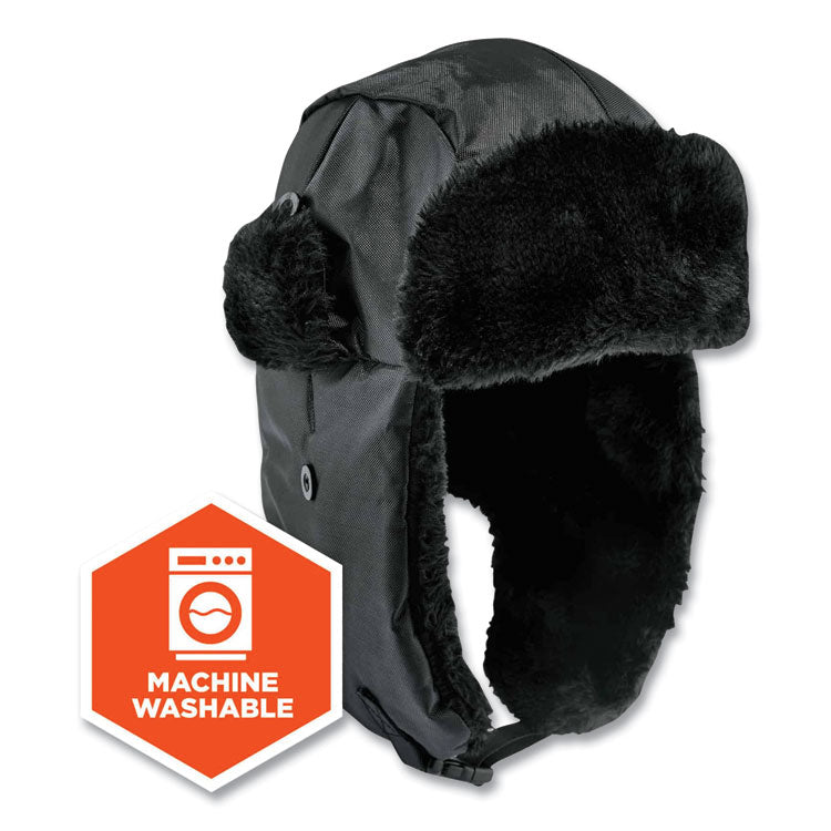 N-Ferno 6802Z Zippered Trapper Hat, 3M Thinsulate/Nylon, Small/Medium, Black
