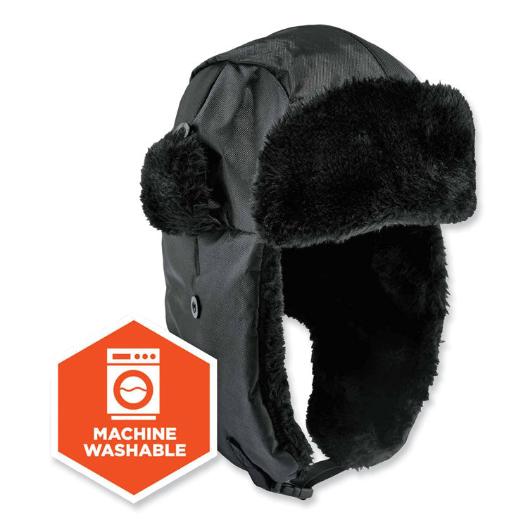 N-Ferno 6802Z Zippered Trapper Hat, 3M Thinsulate/Nylon, Large/X-Large, Black