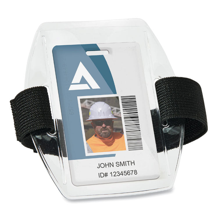 Squids 3386 Arm Band ID Badge Holder, Horizontal, 4 x 2.5, Black/Clear,