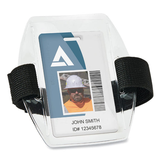 Squids 3386 Arm Band ID Badge Holder, Horizontal, 4 x 2.5, Black/Clear