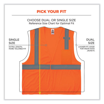GloWear 8210HL Class 2 Economy Mesh Hook and Loop Vest, Polyester, Large/X-Large, Orange