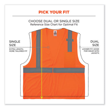 GloWear 8210HL Class 2 Economy Mesh Hook and Loop Vest, Polyester, 2X-Large/3X-Large, Orange