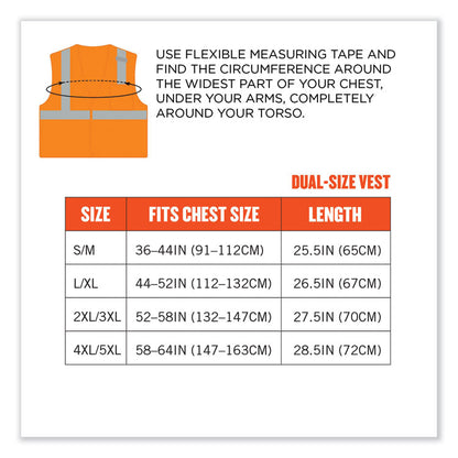 GloWear 8210HL Class 2 Economy Mesh Hook and Loop Vest, Polyester, 2X-Large/3X-Large, Orange