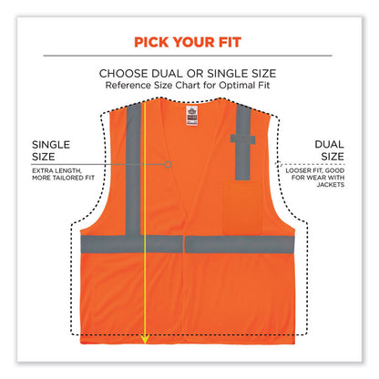 GloWear 8210HL Class 2 Economy Mesh Hook and Loop Vest, Polyester, 4X-Large/5X-Large, Orange