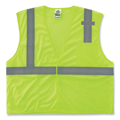 GloWear 8210HL Class 2 Economy Mesh Hook and Loop Vest, Polyester, X-Small, Lime