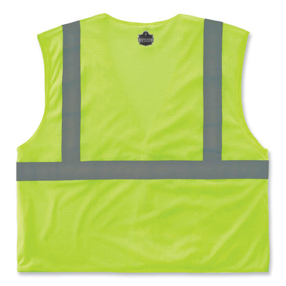 GloWear 8210HL Class 2 Economy Mesh Hook and Loop Vest, Polyester, Small/Medium, Lime