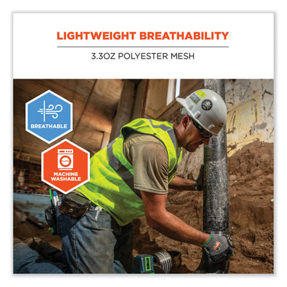GloWear 8210HL Class 2 Economy Mesh Hook and Loop Vest, Polyester, 2X-Large/3X-Large, Lime