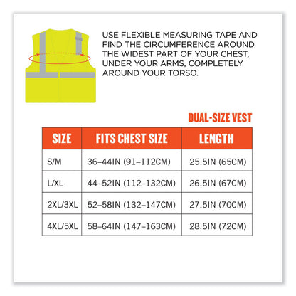 GloWear 8210HL Class 2 Economy Mesh Hook and Loop Vest, Polyester, 2X-Large/3X-Large, Lime
