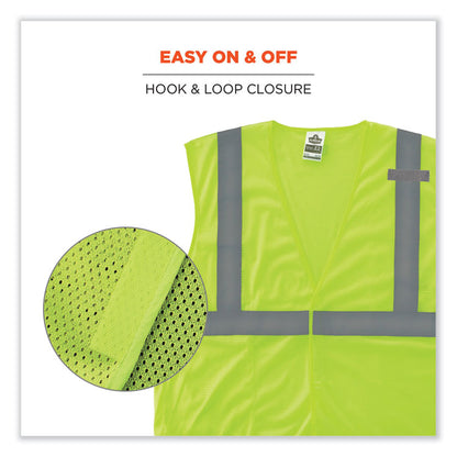 GloWear 8210HL Class 2 Economy Mesh Hook and Loop Vest, Polyester, 4X-Large/5X-Large, Lime