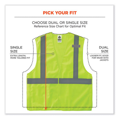 GloWear 8215BA Class 2 Economy Breakaway Mesh Vest, Polyester, X-Small, Lime
