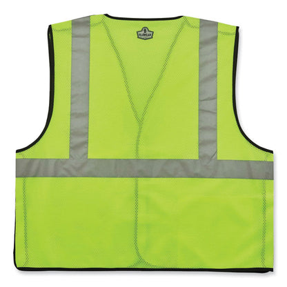 GloWear 8216BA Class 2 Breakaway Mesh ID Holder Vest, Polyester, Large/X-Large, Lime