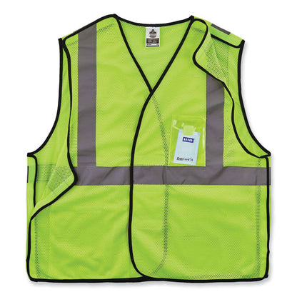GloWear 8216BA Class 2 Breakaway Mesh ID Holder Vest, Polyester, 2X-Large/3X-Large, Lime