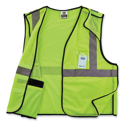 GloWear 8216BA Class 2 Breakaway Mesh ID Holder Vest, Polyester, 2X-Large/3X-Large, Lime