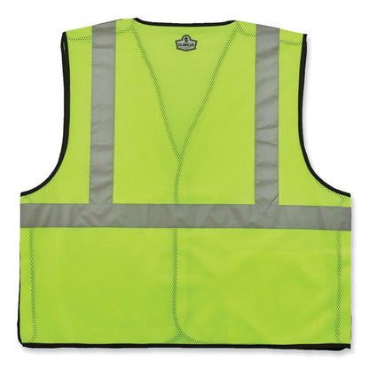 GloWear 8216BA Class 2 Breakaway Mesh ID Holder Vest, Polyester, 4X-Large/5X-Large, Lime