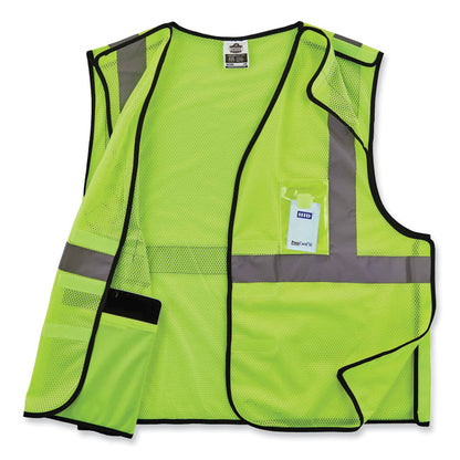GloWear 8216BA Class 2 Breakaway Mesh ID Holder Vest, Polyester, 4X-Large/5X-Large, Lime