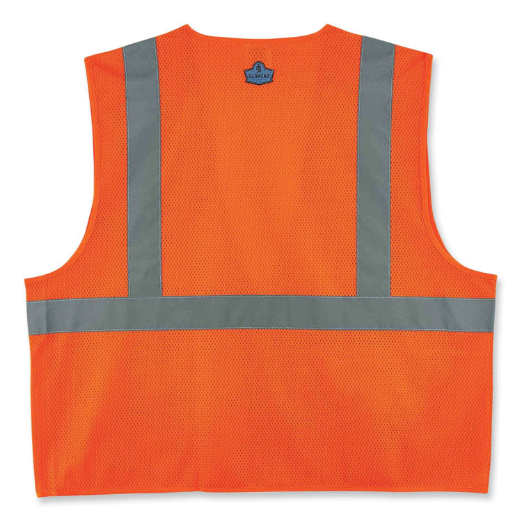 GloWear 8220Z Class 2 Standard Mesh Zipper Vest, Polyester, Large/X-Large, Orange
