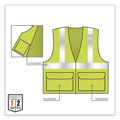 GloWear 8220Z Class 2 Standard Mesh Zipper Vest, Polyester, Small/Medium, Lime