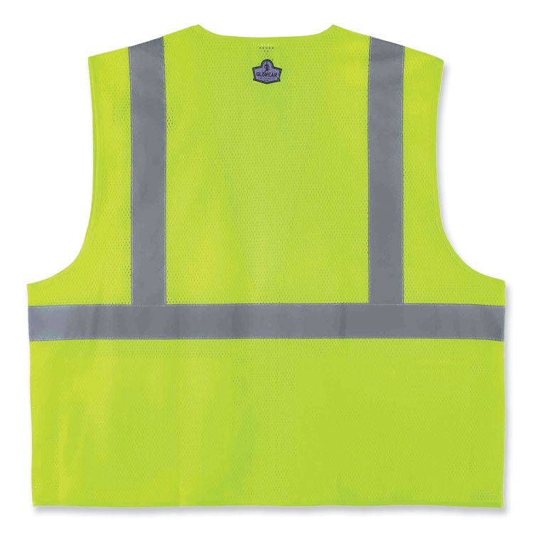 GloWear 8220Z Class 2 Standard Mesh Zipper Vest, Polyester, 4X-Large/5X-Large, Lime