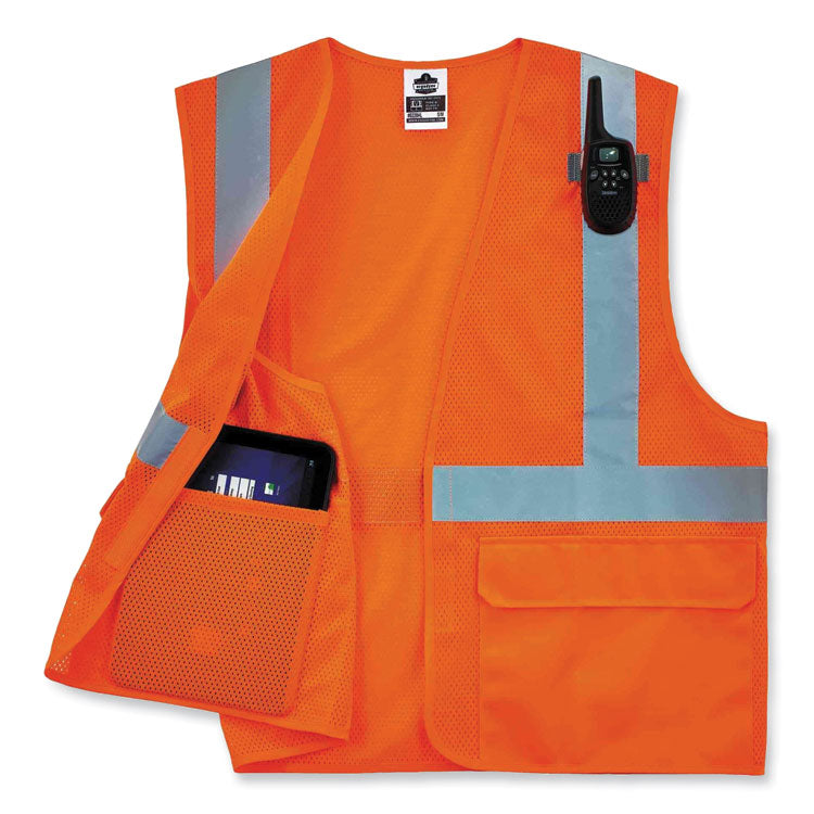 GloWear 8220HL Class 2 Standard Mesh Hook and Loop Vest, Polyester, 4X-Large/5X-Large, Orange