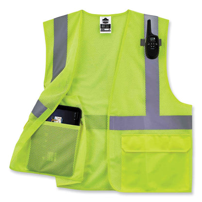 GloWear 8220HL Class 2 Standard Mesh Hook and Loop Vest, Polyester, 4X-Large/5X-Large, Lime