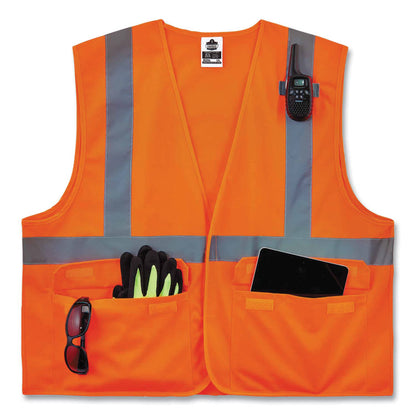 GloWear 8225HL Class 2 Standard Solid Hook and Loop Vest, Polyester, Orange, Small/Medium