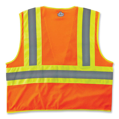 GloWear 8229Z Class 2 Economy Two-Tone Zipper Vest, Polyester, 4X-Large/5X-Large, Orange