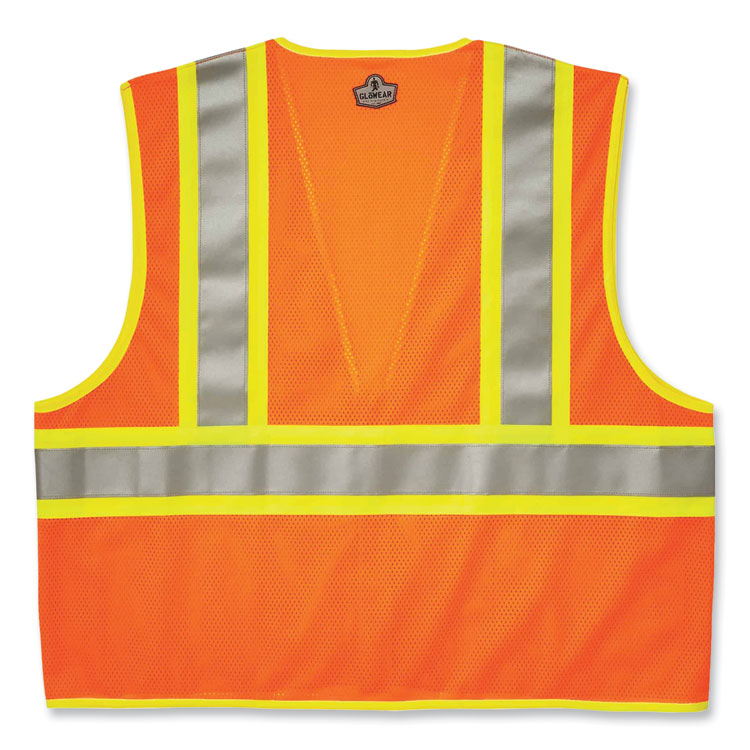 GloWear 8230Z Class 2 Two-Tone Mesh Zipper Vest, Polyester, 4X-Large/5X-Large, Orange