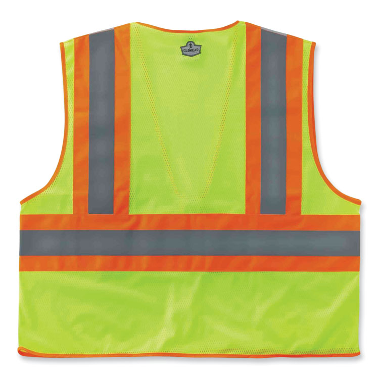 GloWear 8230Z Class 2 Two-Tone Mesh Zipper Vest, Polyester, Small/Medium, Lime