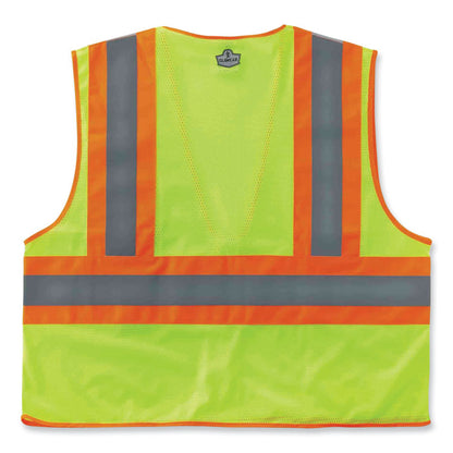 GloWear 8230Z Class 2 Two-Tone Mesh Zipper Vest, Polyester, Small/Medium, Lime