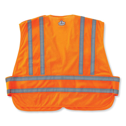 GloWear 8244PSV Class 2 Expandable Public Safety Hook and Loop Vest, Polyester, Medium/Large, Orange