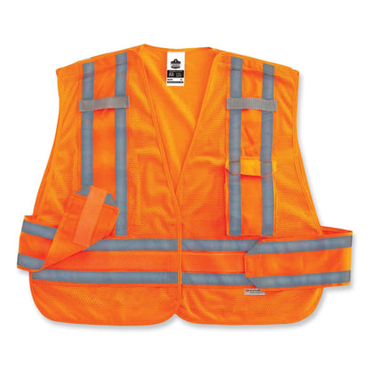 GloWear 8244PSV Class 2 Expandable Public Safety Hook and Loop Vest, Polyester, Medium/Large, Orange