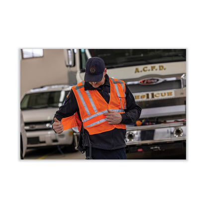 GloWear 8244PSV Class 2 Expandable Public Safety Hook and Loop Vest, Polyester, Medium/Large, Orange