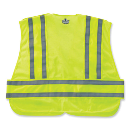 GloWear 8244PSV Class 2 Expandable Public Safety Hook and Loop Vest, Polyester, Medium/Large, Lime