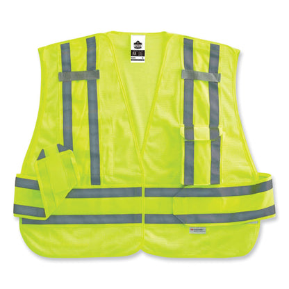 GloWear 8244PSV Class 2 Expandable Public Safety Hook and Loop Vest, Polyester, X-Large/2X-Large, Lime