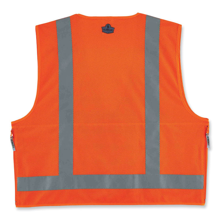 GloWear 8250Z Class 2 Surveyors Zipper Vest, Polyester, 2X-Large/3X-Large, Orange
