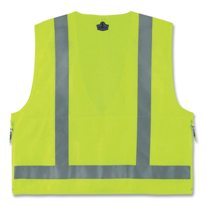 GloWear 8250Z Class 2 Surveyors Zipper Vest, Polyester, 4X-Large/5X-Large, Lime