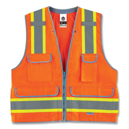 GloWear 8254HDZ Class 2 Heavy-Duty Surveyors Zipper Vest, Polyester, Large/X-Large, Orange