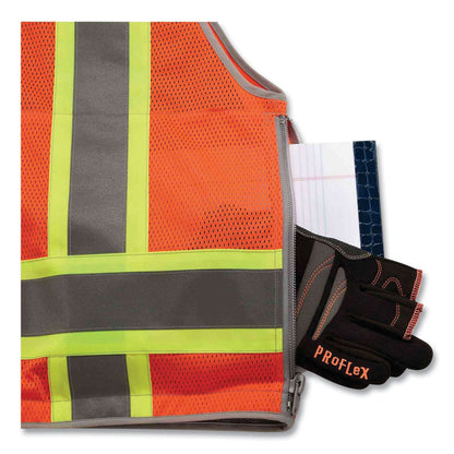 GloWear 8254HDZ Class 2 Heavy-Duty Surveyors Zipper Vest, Polyester, 2X-Large/3X-Large, Orange