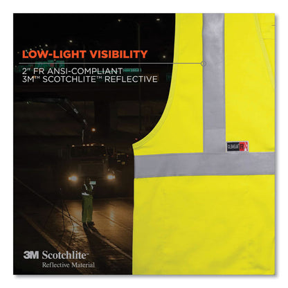 GloWear 8261FRHL Class 2 Dual Compliant FR Hook and Loop Safety Vest, 4X-Large/5X-Large, Lime